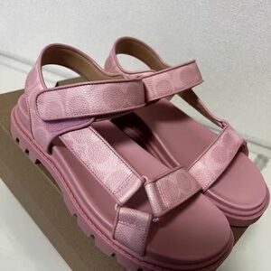 Coach Pink Platform Strap Sandals